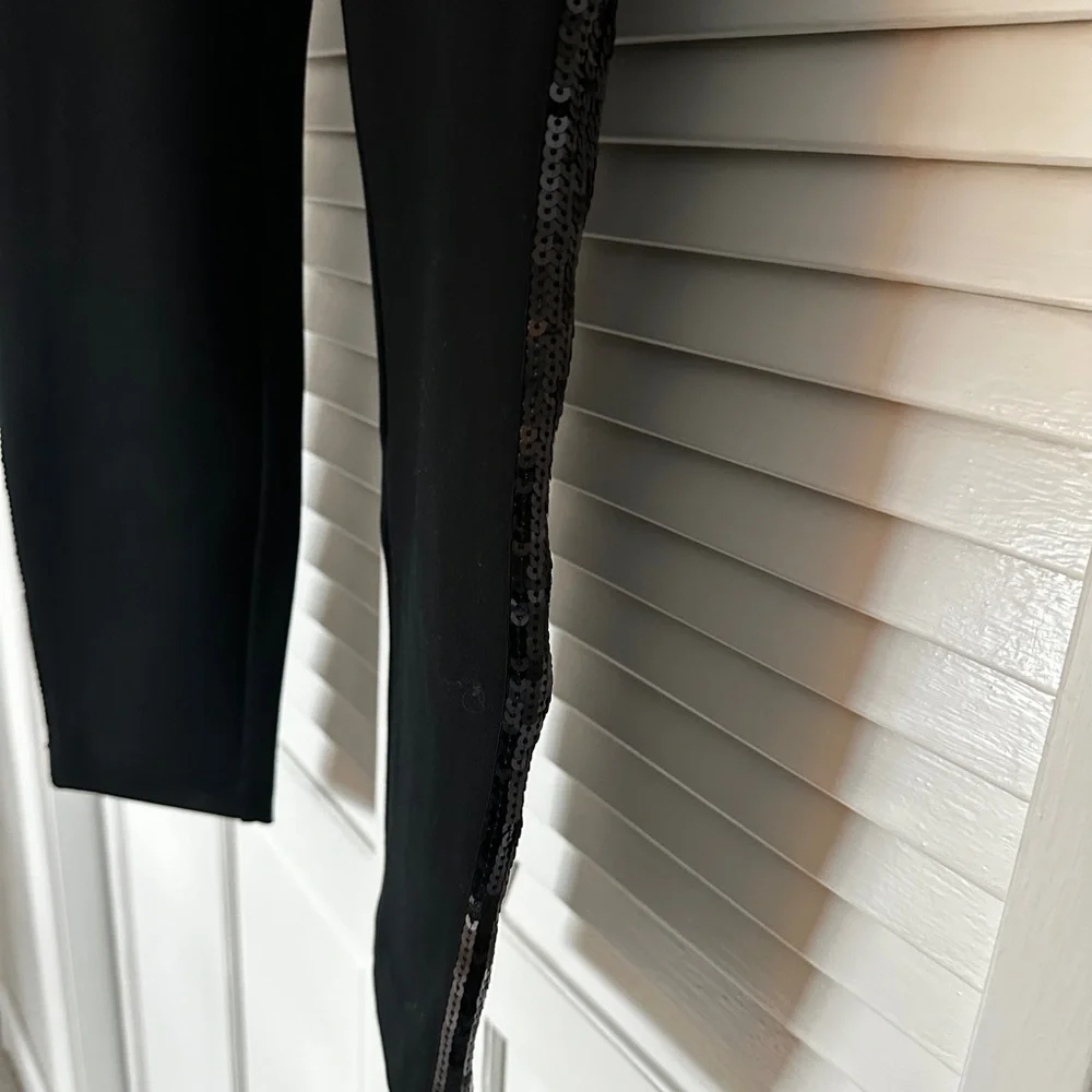 Spanx perfect black pant sequin tuxedo stripe M - Picture 6 of 8